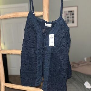 Hollister Navy Crochet Knit Camisole Tank Top